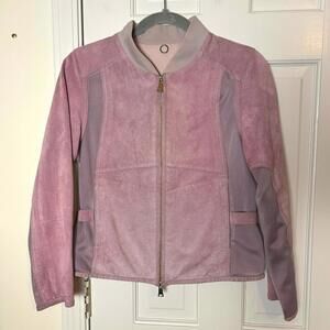 Suede Lavender Mesh Zip Up Jacket